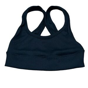 Zara Black Ribbed Cropped Top / Sports Bra Scoop Neckline sporty gothic
